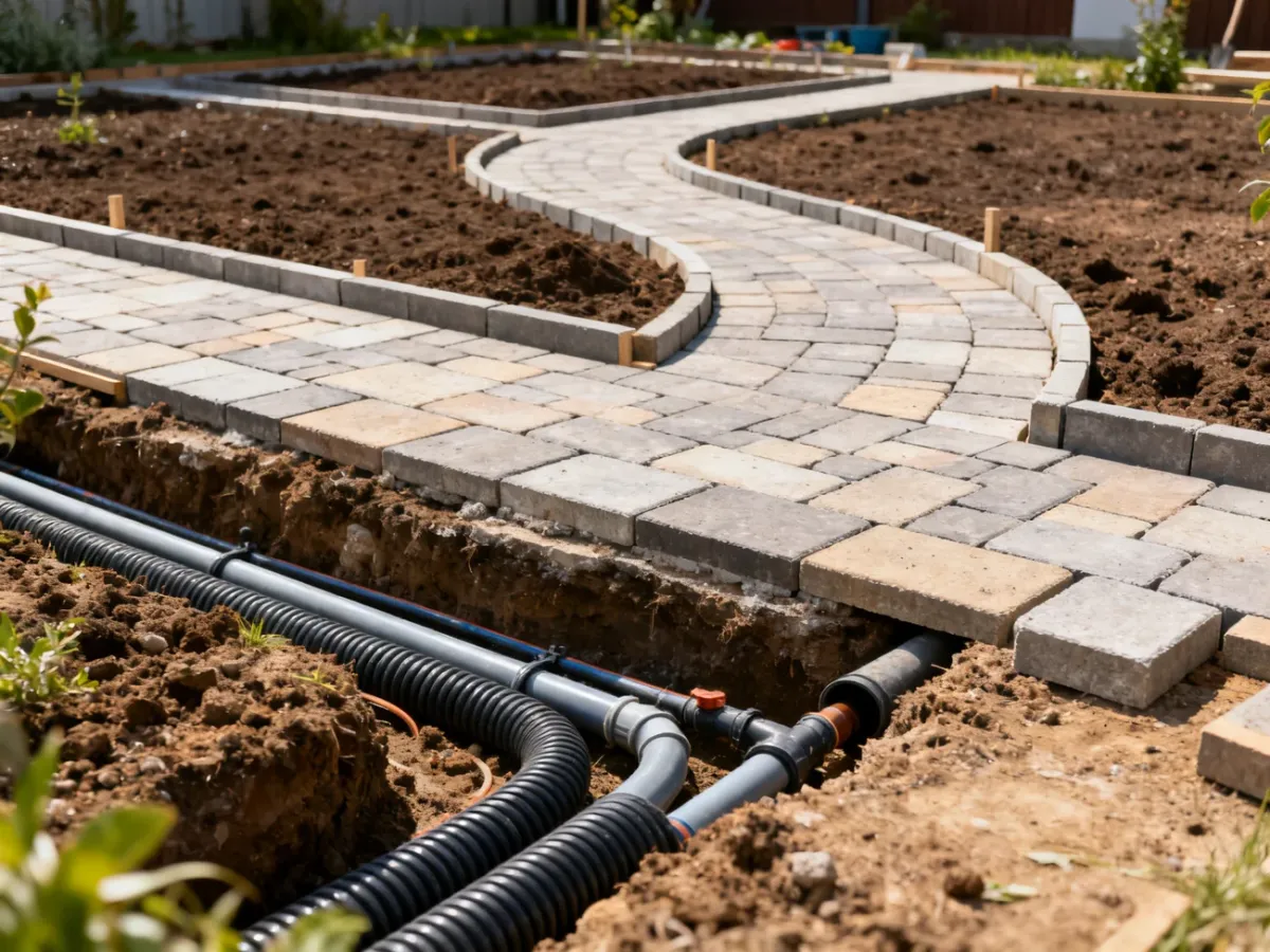 Kolejne etapy budowy ogrodu z instalacjami podziemnymi