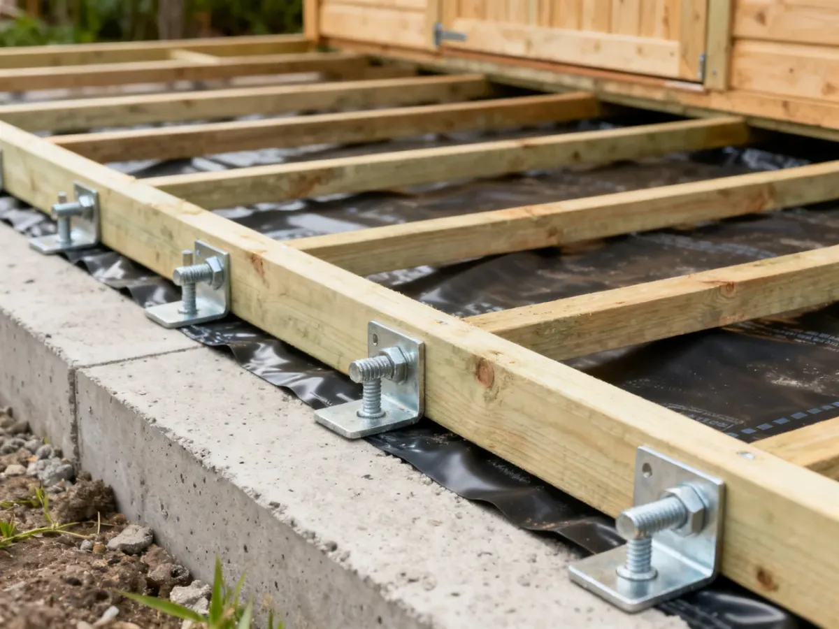 Kotwienie drewnianego domku do betonowego fundamentu